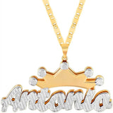 KristenCo Double Nameplate Necklace With Flat Chain Crown Pendant Jewelry