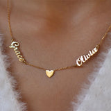 KristenCo Two Name Necklace with Heart Choker