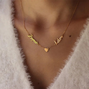 KristenCo Two Name Necklace with Heart Choker