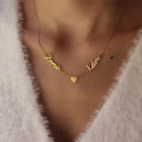 KristenCo Two Name Necklace with Heart Choker