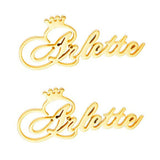 Personalized Letter Stud Earrings With Crown Nameplate