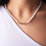 KristenCo Personalized Pearl Name Necklace Pendant for Women