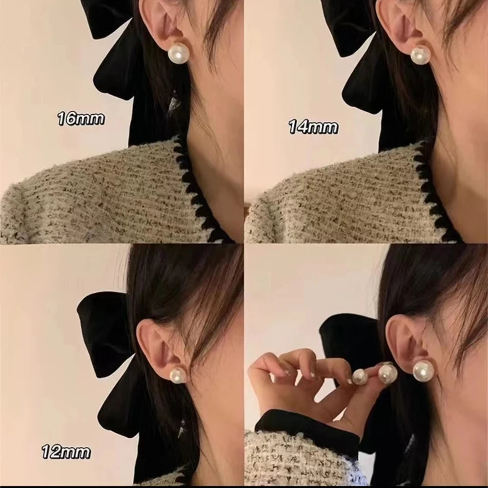 Kshmir 12/14/16MM Pearl Earrings for Women Vintage Jewelry