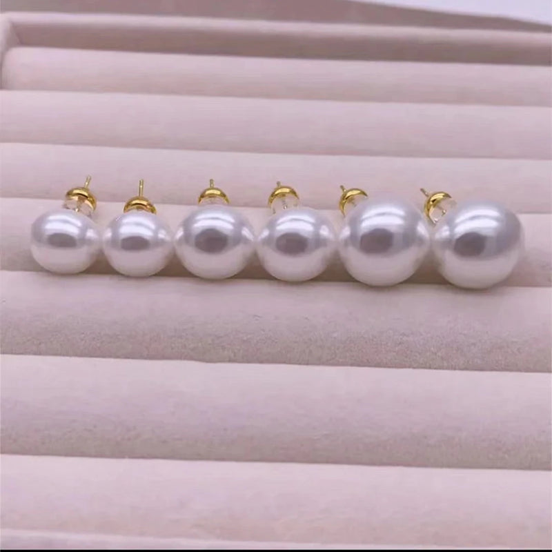 Kshmir 12/14/16MM Pearl Earrings for Women Vintage Jewelry