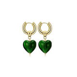 Vintage Kashmir Women Pink Glaze Heart Earrings