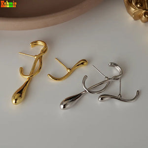 Kshmir Water Drop Earrings for Women Metal Asymmetrical Daliy Jewelry
