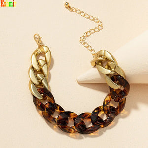 Geometric Chain Stitching Retro Women's Bracelet Resin Jewelry