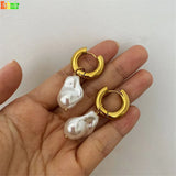 Geometric Retro European American Earrings Baroque Pearl Women Punk A2058
