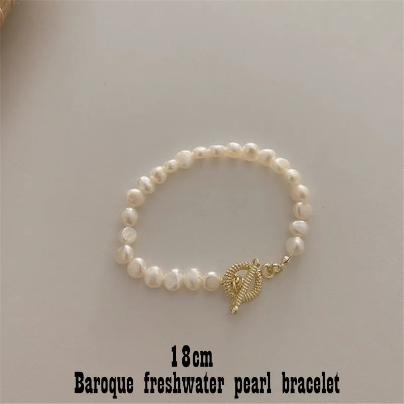 French Baroque Pearl Necklace Retro Style Women Hand Accessories Punk 40cm