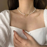 French Baroque Pearl Necklace Retro Style Women Hand Accessories Punk 40cm