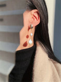 Kshmir Freshwater Pearl Asymmetric Earring Metallic Exaggerated Long stud Earrin