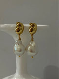Kshmir French Retro Baroque Pearl Pendant Earrings for Women