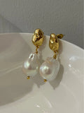 Kshmir French Retro Baroque Pearl Pendant Earrings for Women
