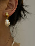 Kshmir French Retro Baroque Pearl Pendant Earrings for Women