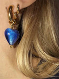 Kshmir Glass Heart-shaped Earrings Round Large Hanging Earrings