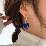 Kshmir Glass Heart-shaped Earrings Round Large Hanging Earrings