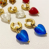 Kshmir Glass Heart-shaped Earrings Round Large Hanging Earrings
