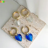 Kshmir Glass Heart-shaped Earrings Round Large Hanging Earrings