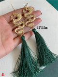 Kshmir Baroque Dragon Totem Tassel Earrings Rhinestone Hip-hop Exaggerated Women