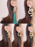 Kshmir Baroque Dragon Totem Tassel Earrings Rhinestone Hip-hop Exaggerated Women