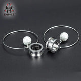 Kubooz Stainless Steel Pearl Hoop Earring Gauges Piercing