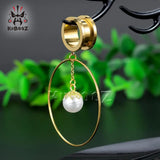 Kubooz Stainless Steel Pearl Hoop Earring Gauges Piercing