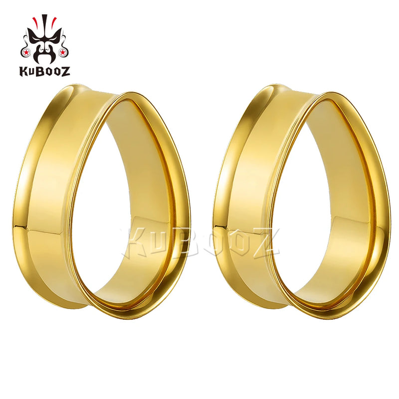 Kubooz Stainless Steel Horn Ear Plugs Body Jewelry Piercing Ear Gauges
