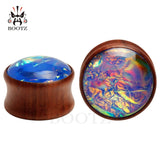 Kubooz Colorful Wood Gem Ear Piercing Gauges Body Jewelry Ears Tunnel and Plugs