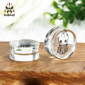 Kubooz Acrylic Comic Logo Ear Tunnels Stretchers 2PCS