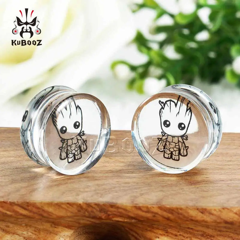 Kubooz Acrylic Comic Logo Ear Tunnels Stretchers 2PCS