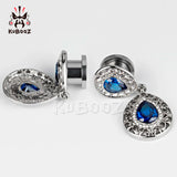 Kubooz Crystal Dangle Ear Piercing Body Jewelry Plugs Tunnels Pair 2pcs