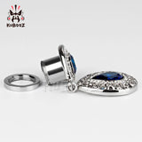Kubooz Crystal Dangle Ear Piercing Body Jewelry Plugs Tunnels Pair 2pcs