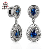 Kubooz Crystal Dangle Ear Piercing Body Jewelry Plugs Tunnels Pair 2pcs