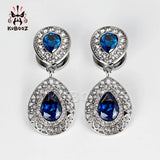 Kubooz Crystal Dangle Ear Piercing Body Jewelry Plugs Tunnels Pair 2pcs