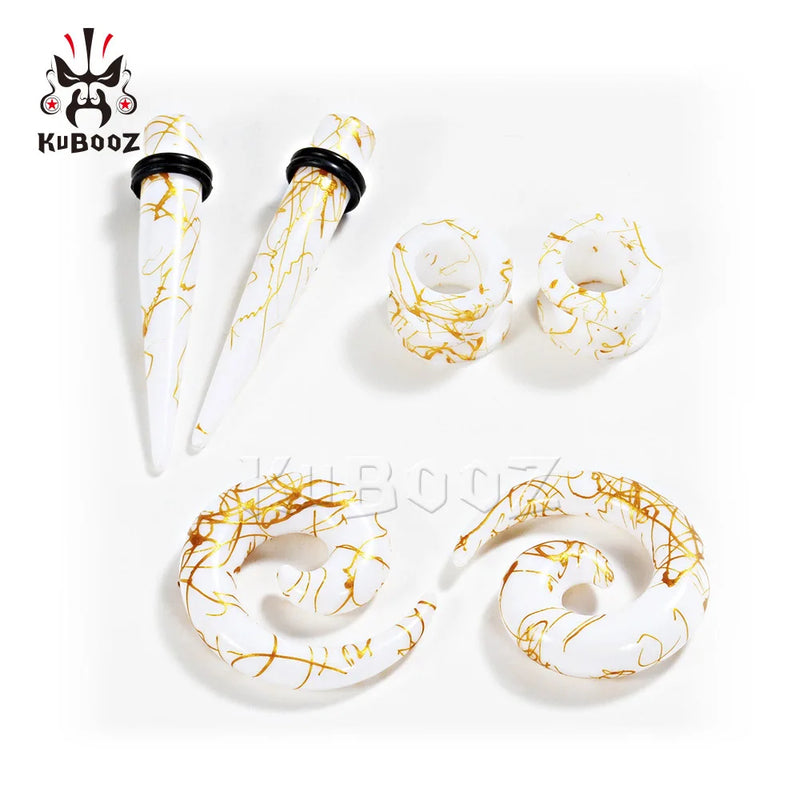 Kubooz Piercing Expander Body Jewelry Acrylic Ear Tapers and Plugs Set