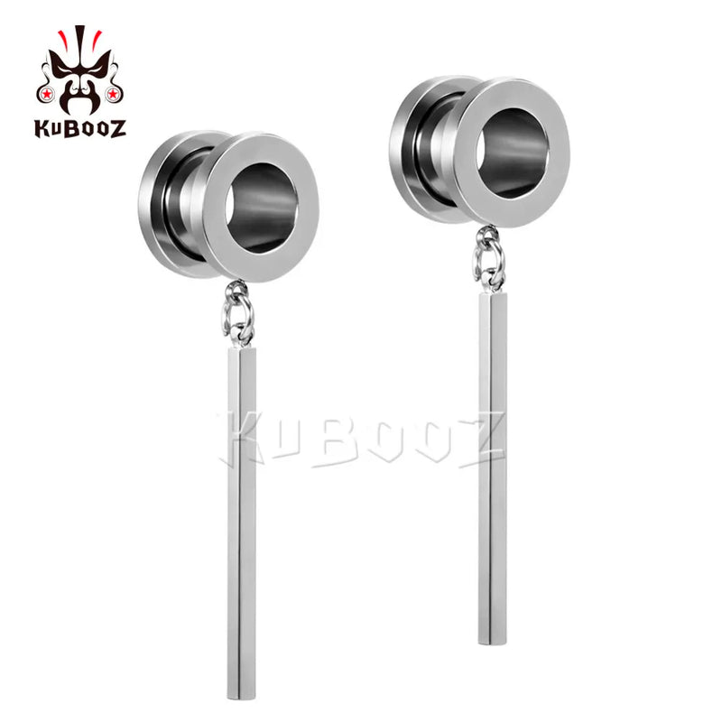 Kubooz Piercing Screw Back Tunnels Ear Dangle Earring Plugs 00G Pair