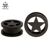 Kubooz Stainless Steel Star Logo Ear Plugs Tunnels Earrings Pair