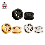 Kubooz Stainless Steel Star Logo Ear Plugs Tunnels Earrings Pair