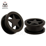 Kubooz Stainless Steel Star Logo Ear Plugs Tunnels Earrings Pair