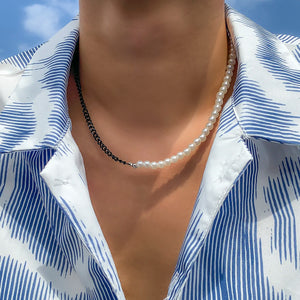 KunJoe 3pcs/set Pearls Choker Necklace for Men Women