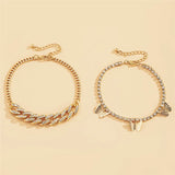 Bohemian Rhinestone Chain Anklet Set Foot Beach Jewelry