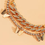 Bohemian Rhinestone Chain Anklet Set Foot Beach Jewelry