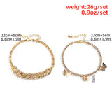 Bohemian Rhinestone Chain Anklet Set Foot Beach Jewelry