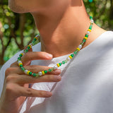 Boho Acrylic Crystal Beaded Choker Necklace Colorful Kpop Pearl Collar Y2K