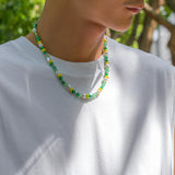 Boho Acrylic Crystal Beaded Choker Necklace Colorful Kpop Pearl Collar Y2K