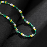 Boho Acrylic Crystal Beaded Choker Necklace Colorful Kpop Pearl Collar Y2K
