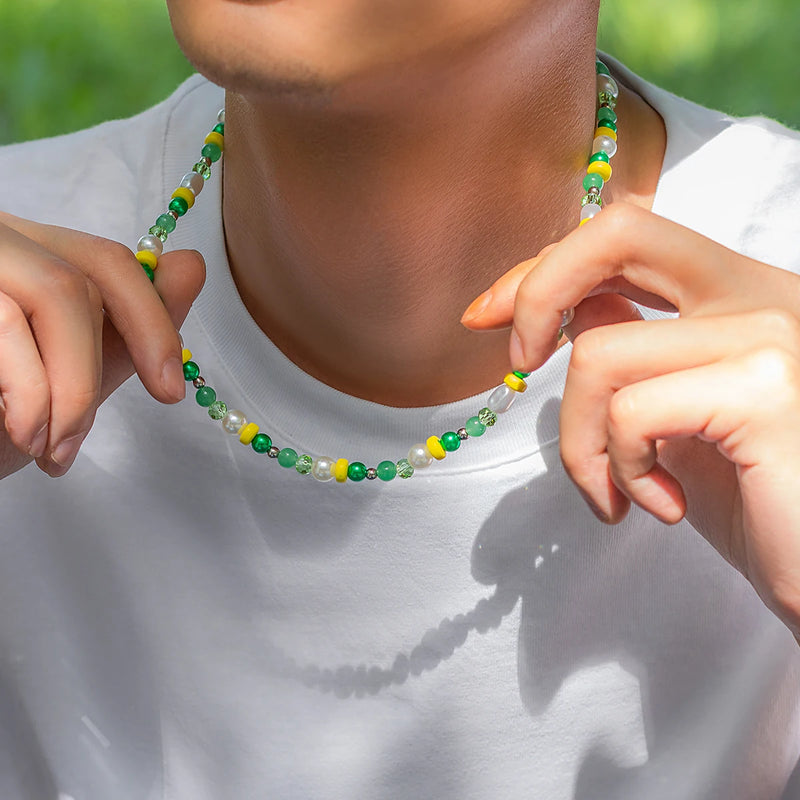 Boho Acrylic Crystal Beaded Choker Necklace Colorful Kpop Pearl Collar Y2K