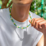 Boho Acrylic Crystal Beaded Choker Necklace Colorful Kpop Pearl Collar Y2K