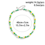 Boho Acrylic Crystal Beaded Choker Necklace Colorful Kpop Pearl Collar Y2K