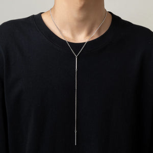 Silver Metal Bar Necklace for Men Long Chain Choker